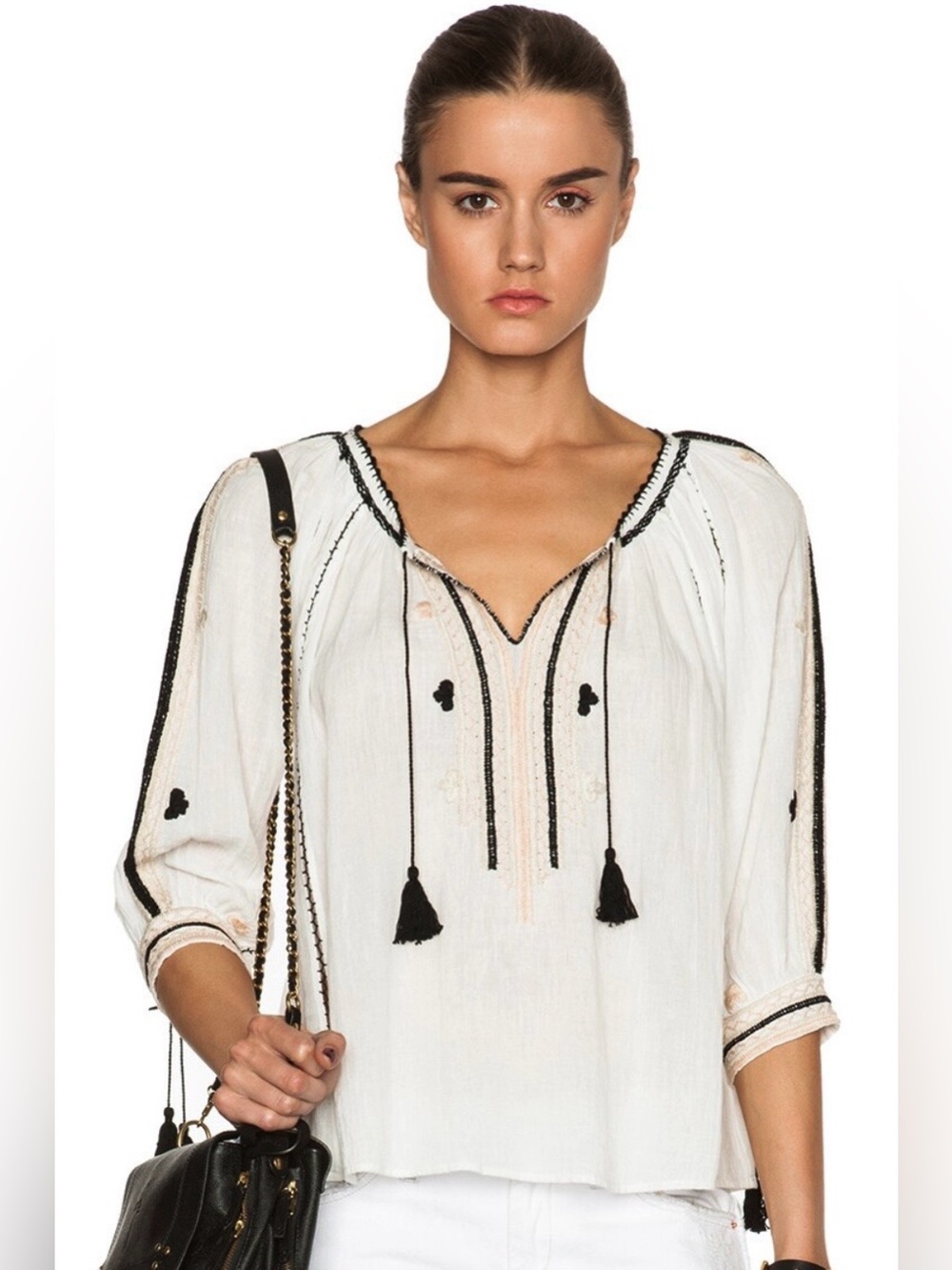 EUC WOMENS 6 OVERSIZED MEDIUM LARGE ULLA JOHNSON ACACIA SHIRT TOP EMBROIDERED